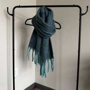 Cozy Teal Fringed Scarf